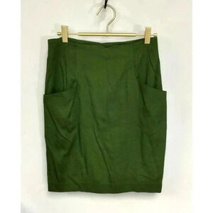 Vintage Rafferty Women's Green Rayon Blend Pockets Flat Front Mini Skirt Size‎ 7